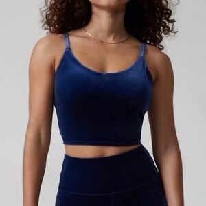 Athleta Elation V Neck Velvet Crop‎ V Neck Tank Top Blue Scuro Size 1X